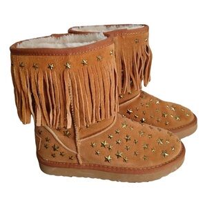 Ugg x Jimmy Choo ⭐️ Y2k Tan Studded Fringe Boots